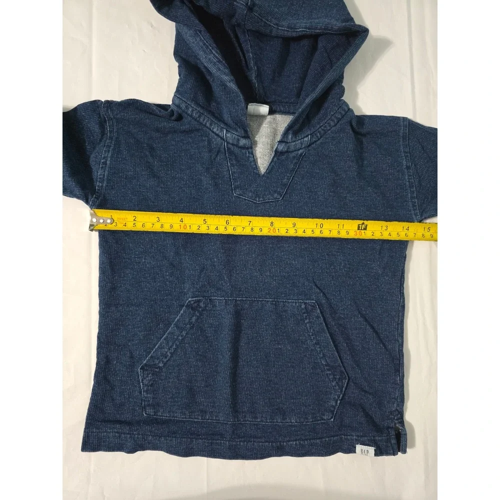 Baby Gap Toddler Boys Blue Denim Wash French Terry Hooded Pullover Sweater 4T